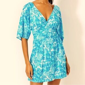 Lilly Pulitzer Parigi Skort Romper in Amalfi Blue Sunny State of Mind Sz Medium